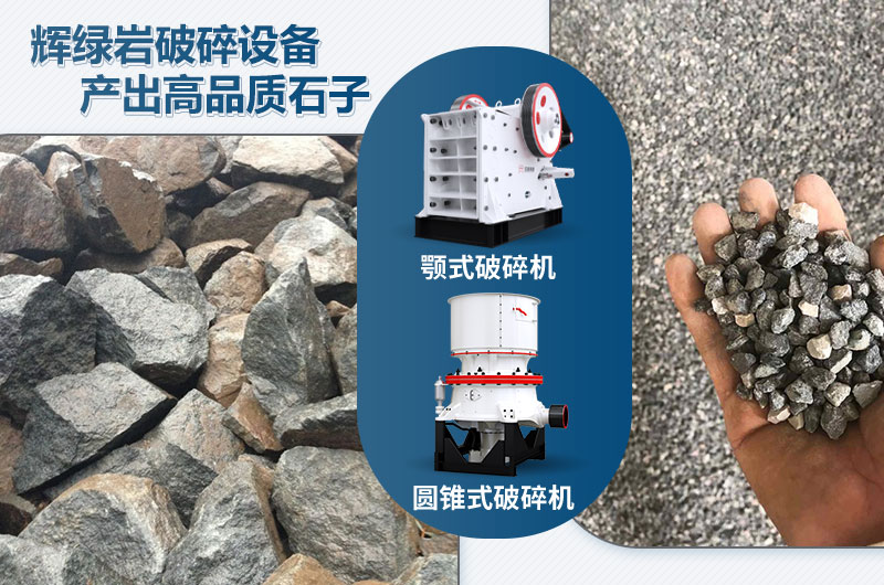 辉绿岩破碎前后对比 辉绿岩破碎前后对比